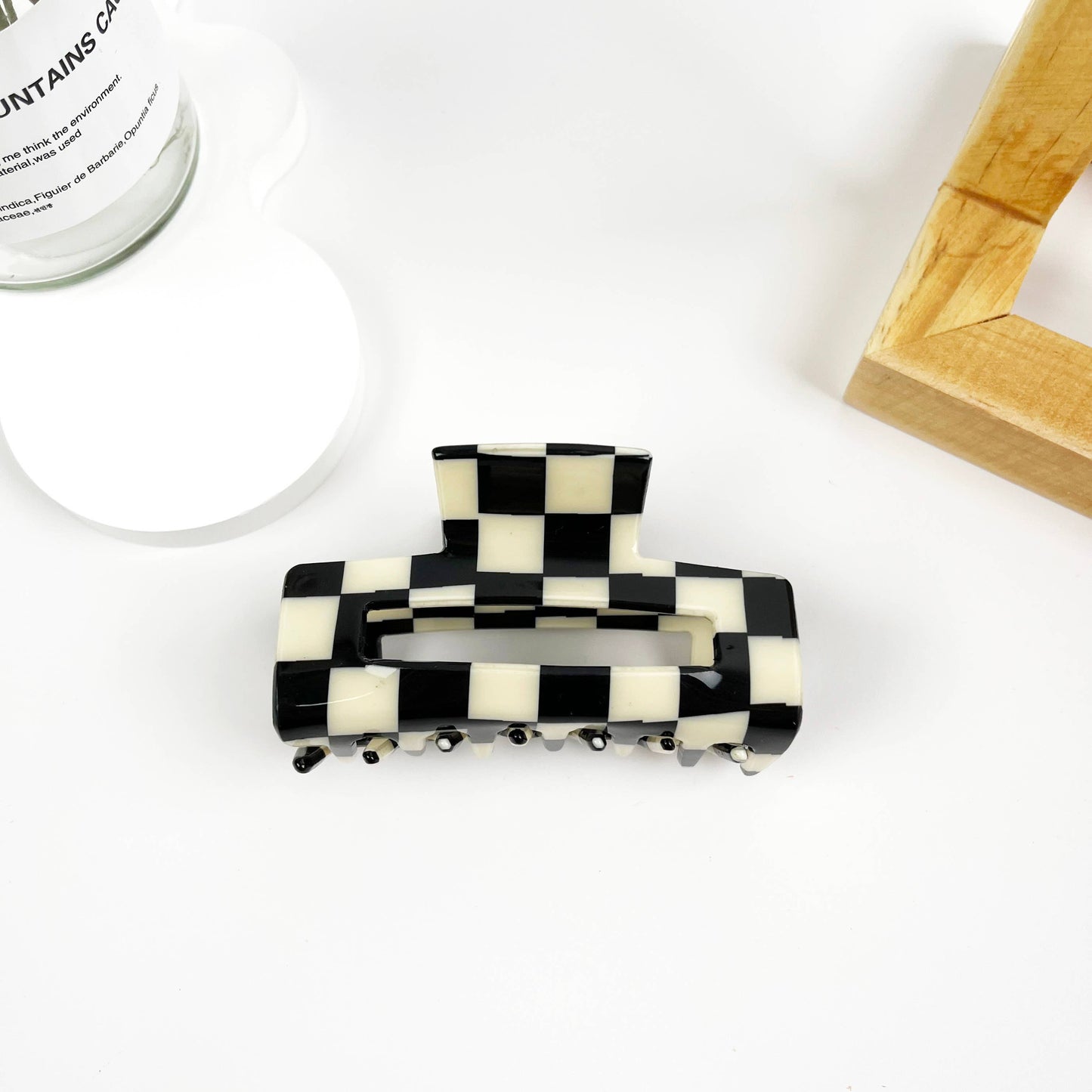 Black and White Check Hair Clip