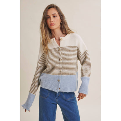 Chi Striped Colorblock Cardigan