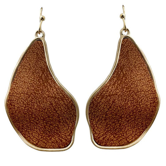 Brown Suede Geometric Drop Earrings