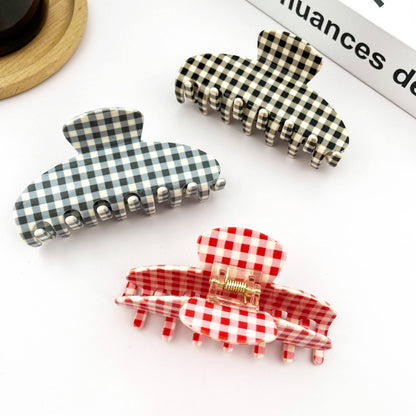 Minimalist Acetate Checkerboard Hair Claw Clip