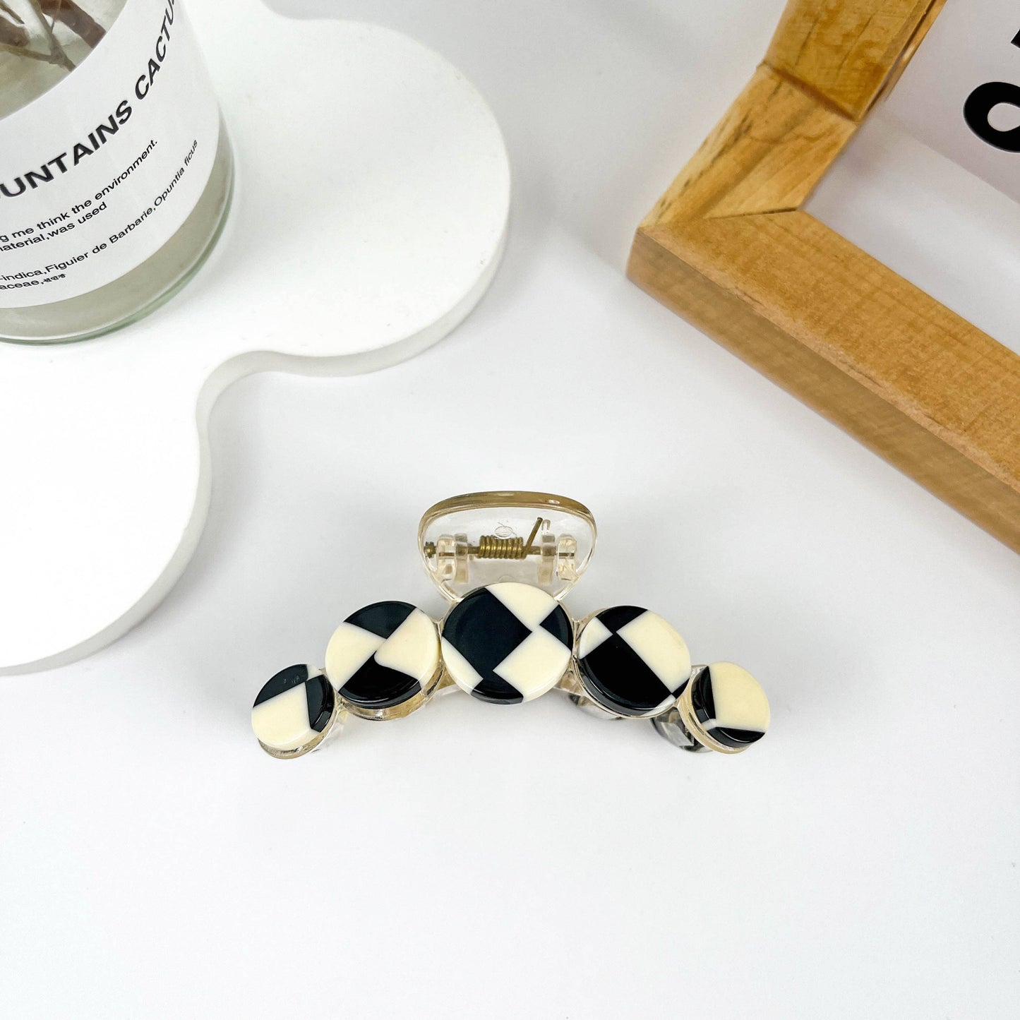 Small Black & White Checkered Hair Clip