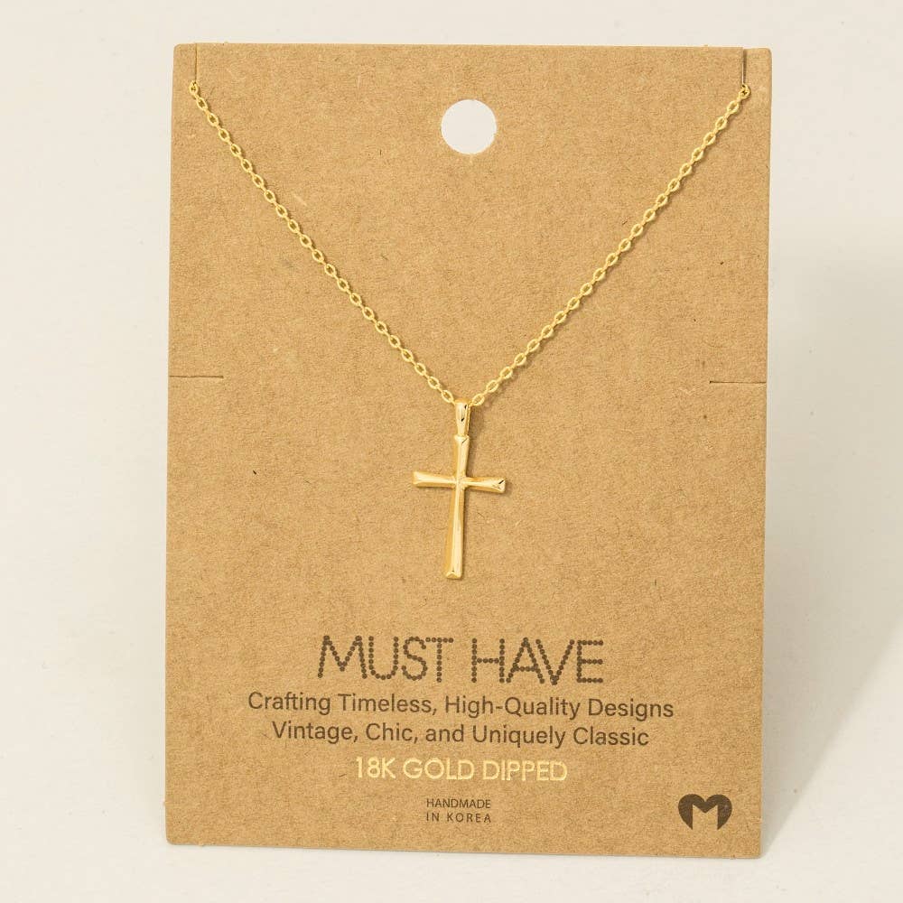 Gold Dipped Dainty Cross Pendant Necklace