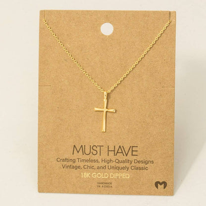 Gold Dipped Dainty Cross Pendant Necklace