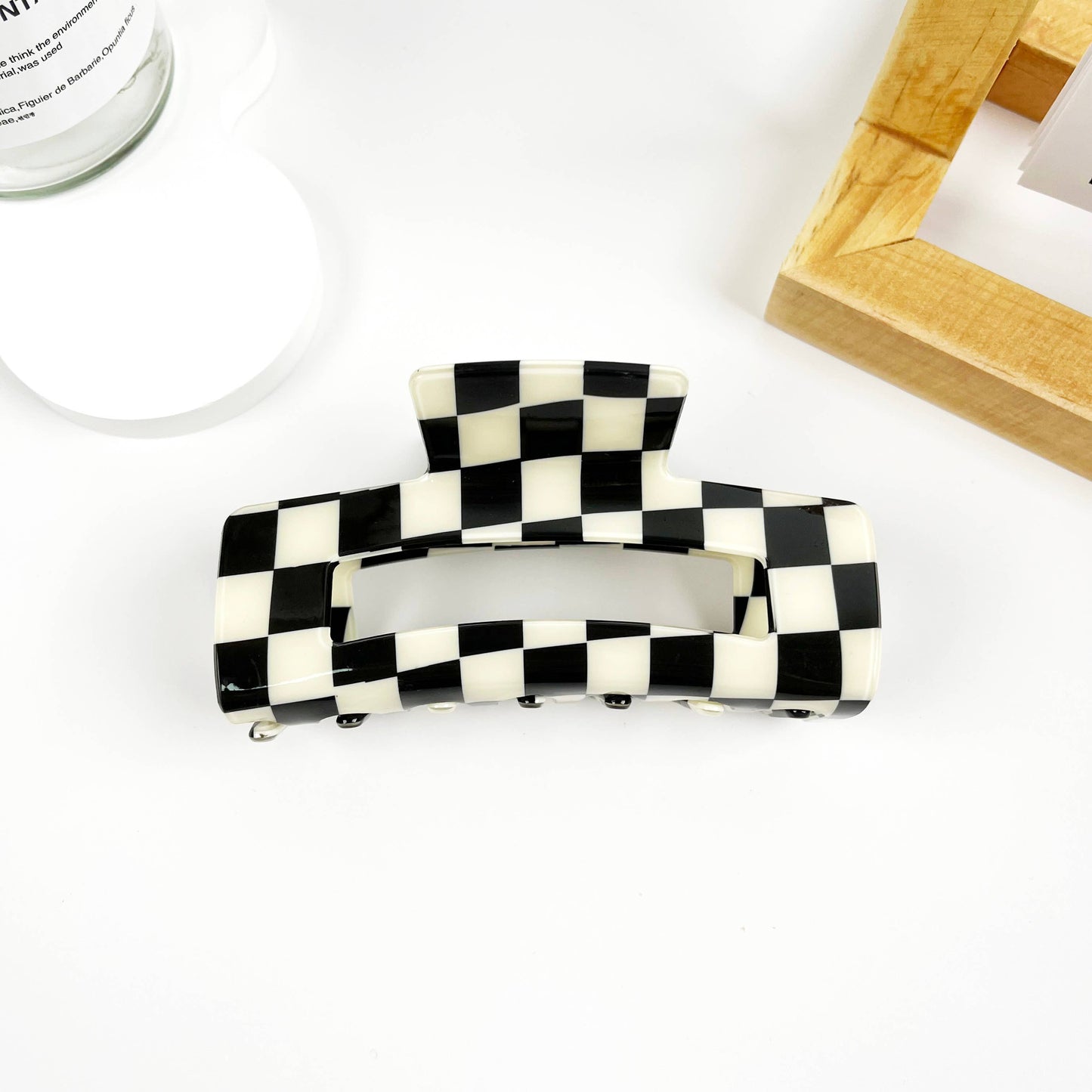 Black and White Check Hair Clip