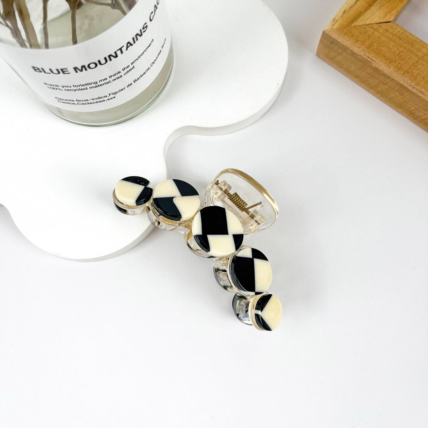 Small Black & White Checkered Hair Clip