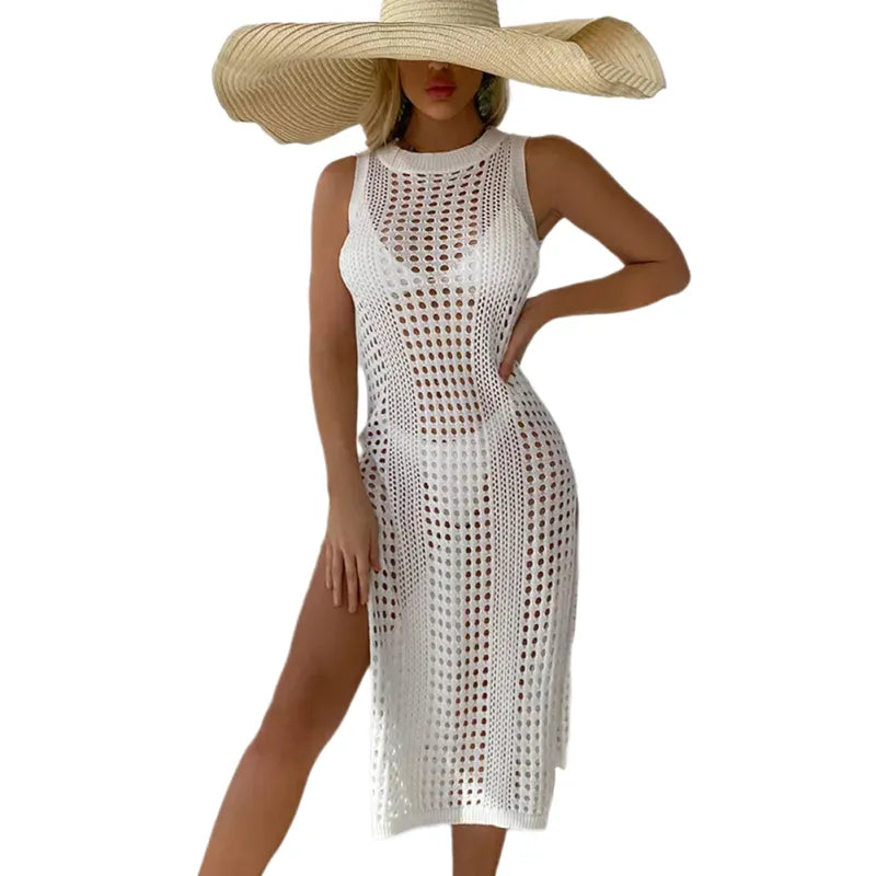 White Crochet Beach Dress/Cover-Up