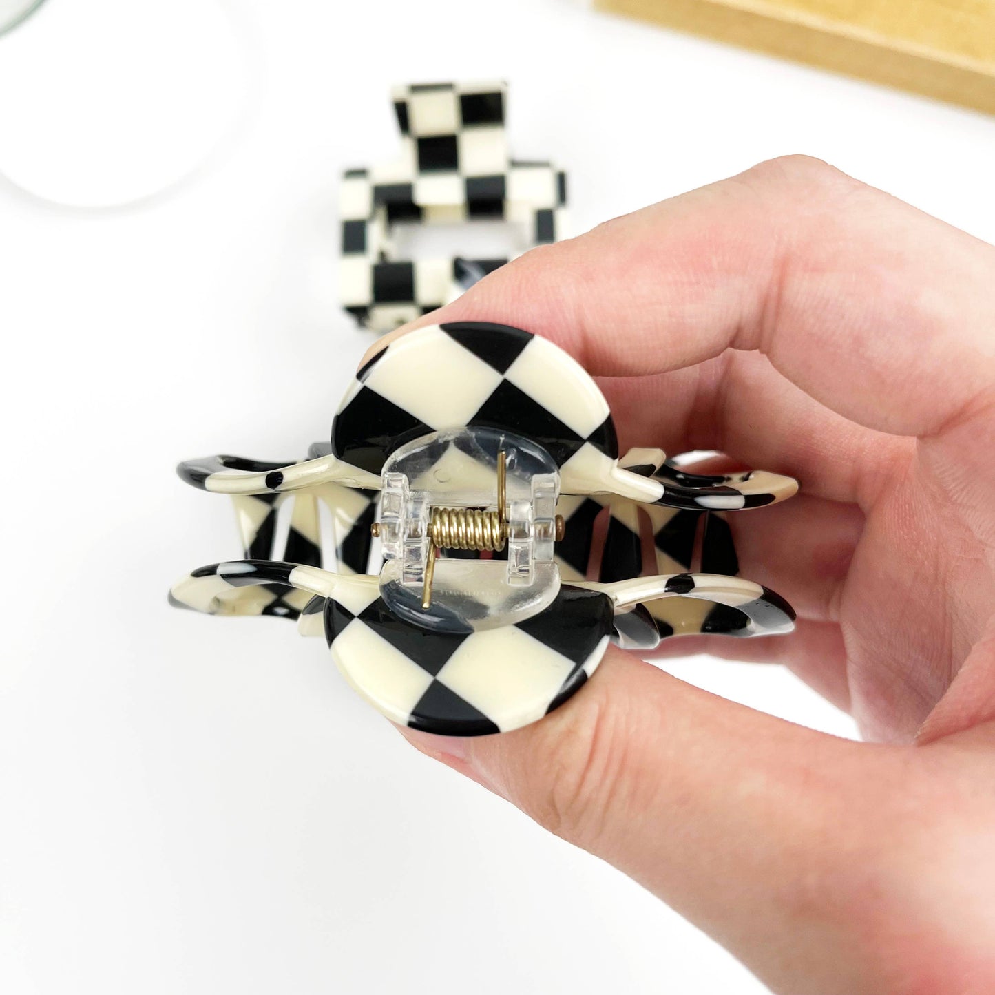 Black and White Check Hair Clip