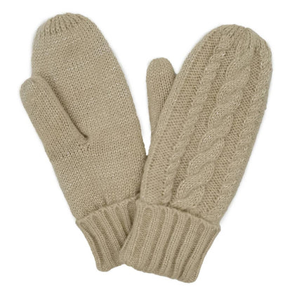 Cable Knitted Mittens with Sherpa Lining