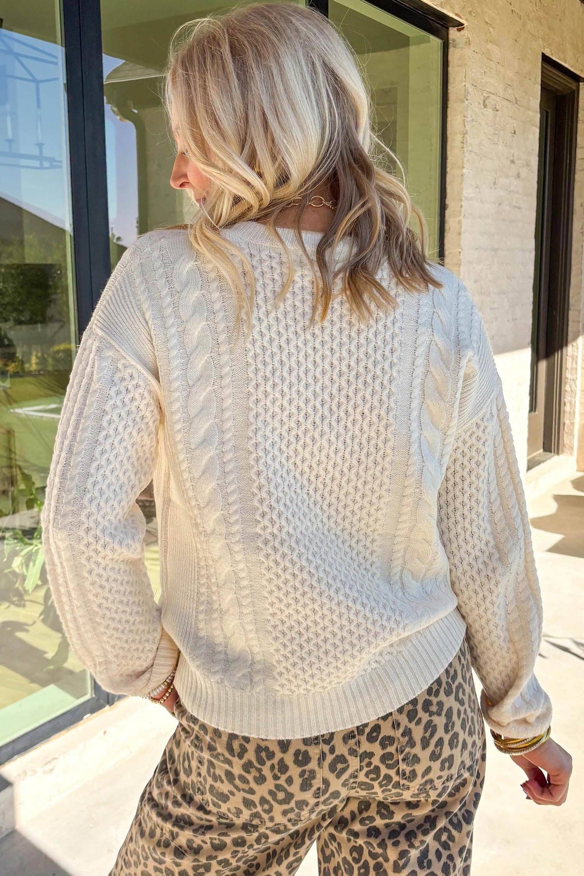 Beige Cable Knit Sweater