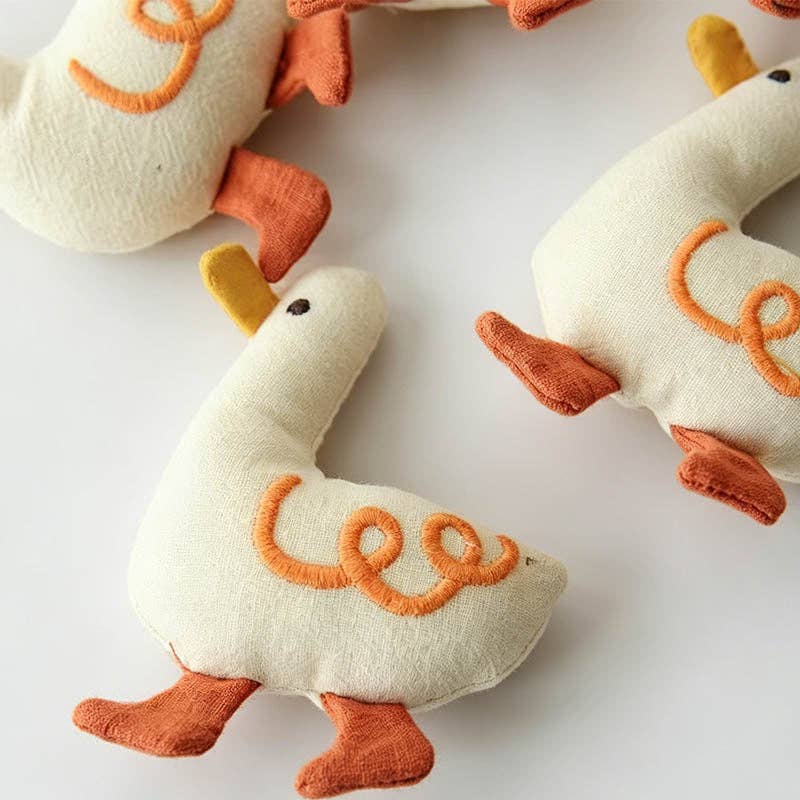 Playful Embroidery Duck Brooch