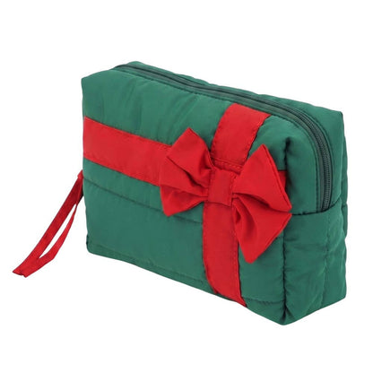 Christmas Gift Bow Quilted Cosmetic Bag