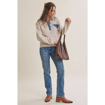 Mixed Media Denim Sweater