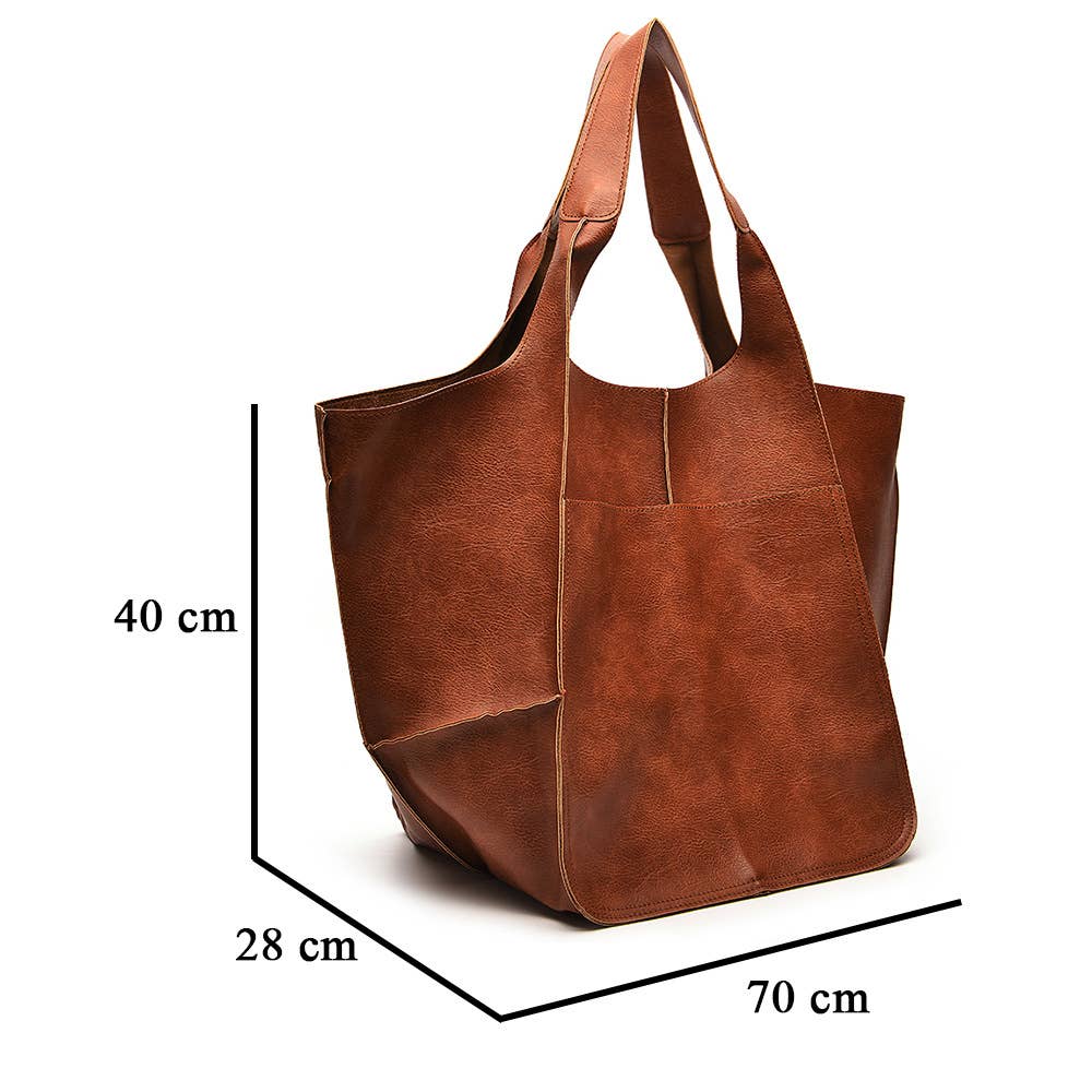 Soft Leather Shoulder Tote Bag