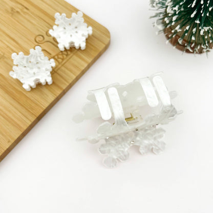 White Rhinestone Snowflake Claw Clip & Small Clip