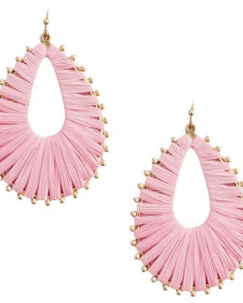 Light Pink Rattan Drop Earrings