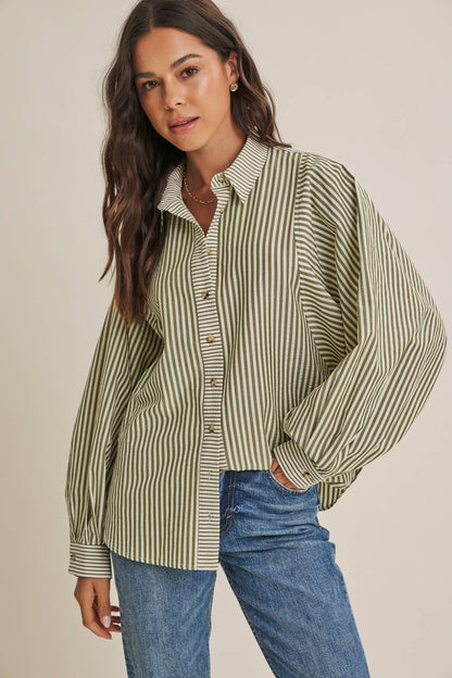 French Cafe Batwing Button Down Shirt
