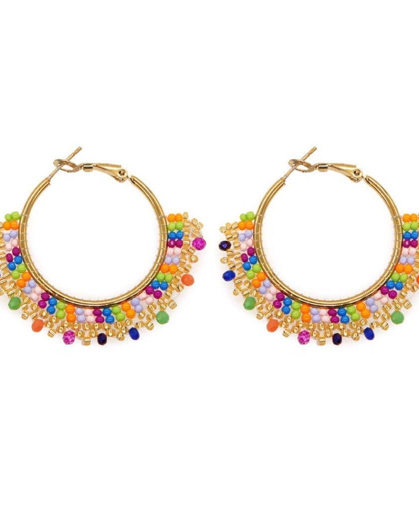 Boho Beaded Hoop Earrings