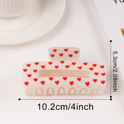Valentine's Heart Print Romantic Hair Claw Clip