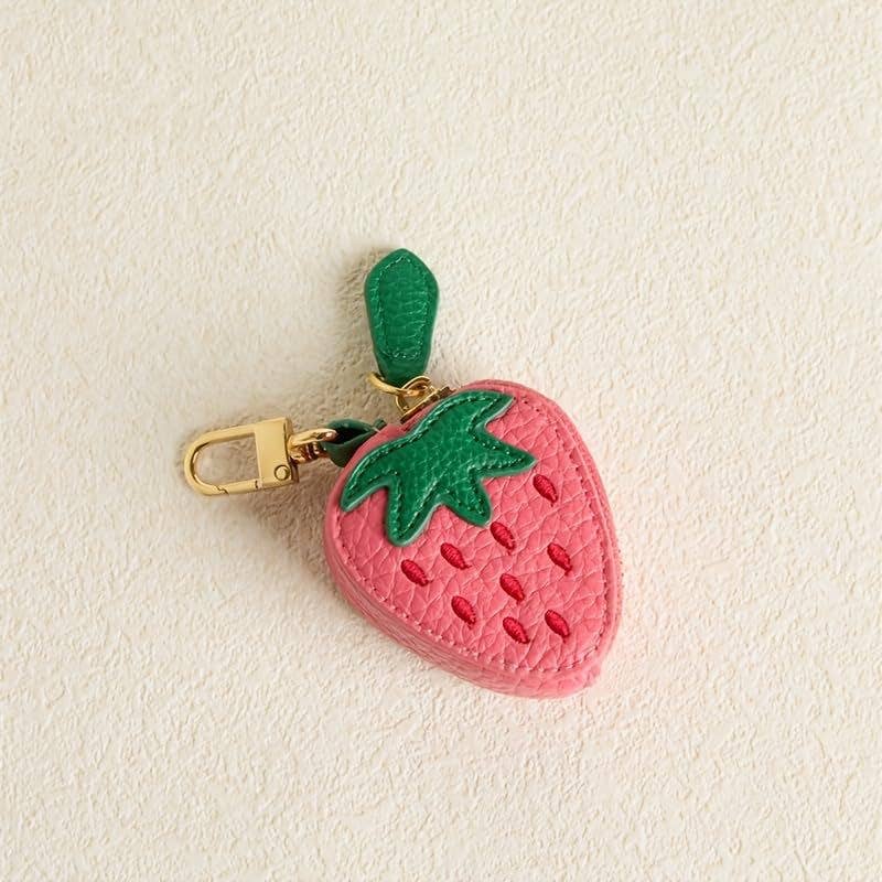 Leather Fruit-Shaped Mini Coin Pouch – Zipper Wallet Bag Charm
