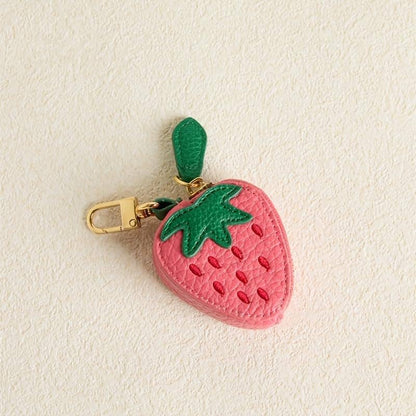 Leather Fruit-Shaped Mini Coin Pouch – Zipper Wallet Bag Charm
