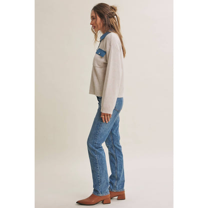 Mixed Media Denim Sweater