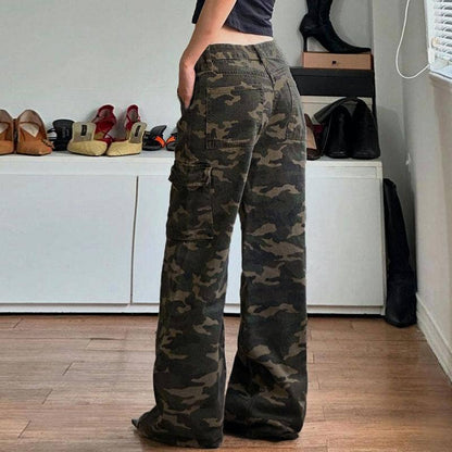 Camouflage Jeans straight denim pants