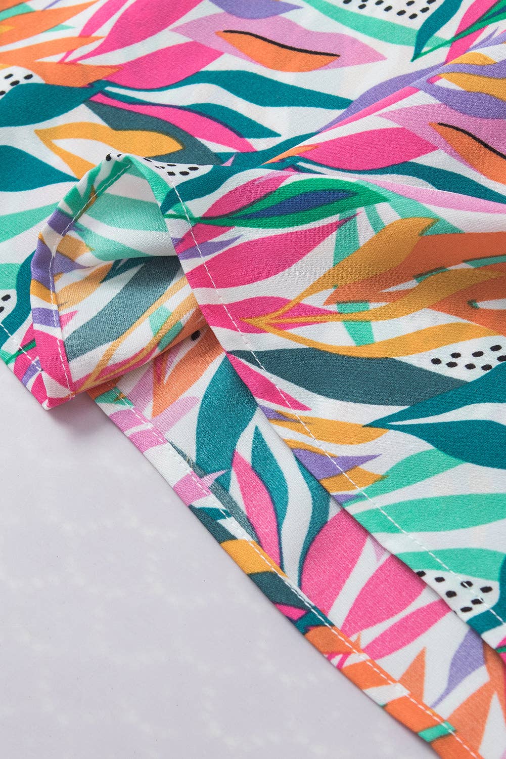 Tropics Print Ruffled Flutter Sleeve Blouse