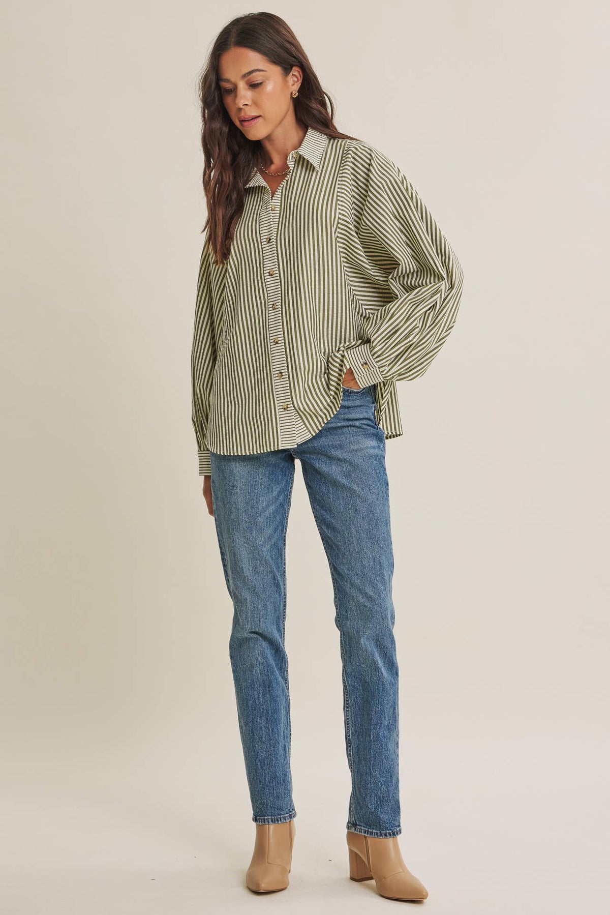 French Cafe Batwing Button Down Shirt