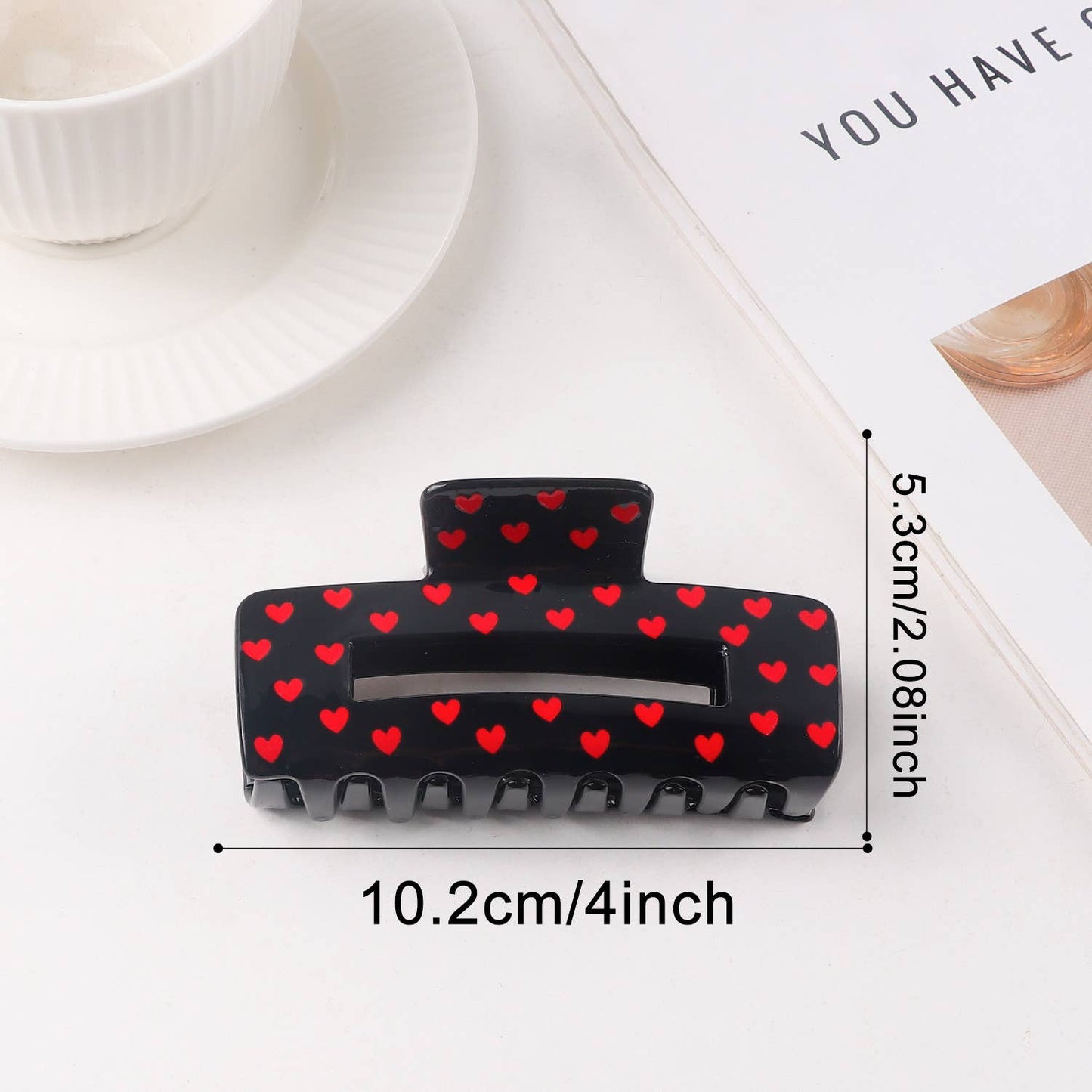 Valentine's Heart Print Romantic Hair Claw Clip