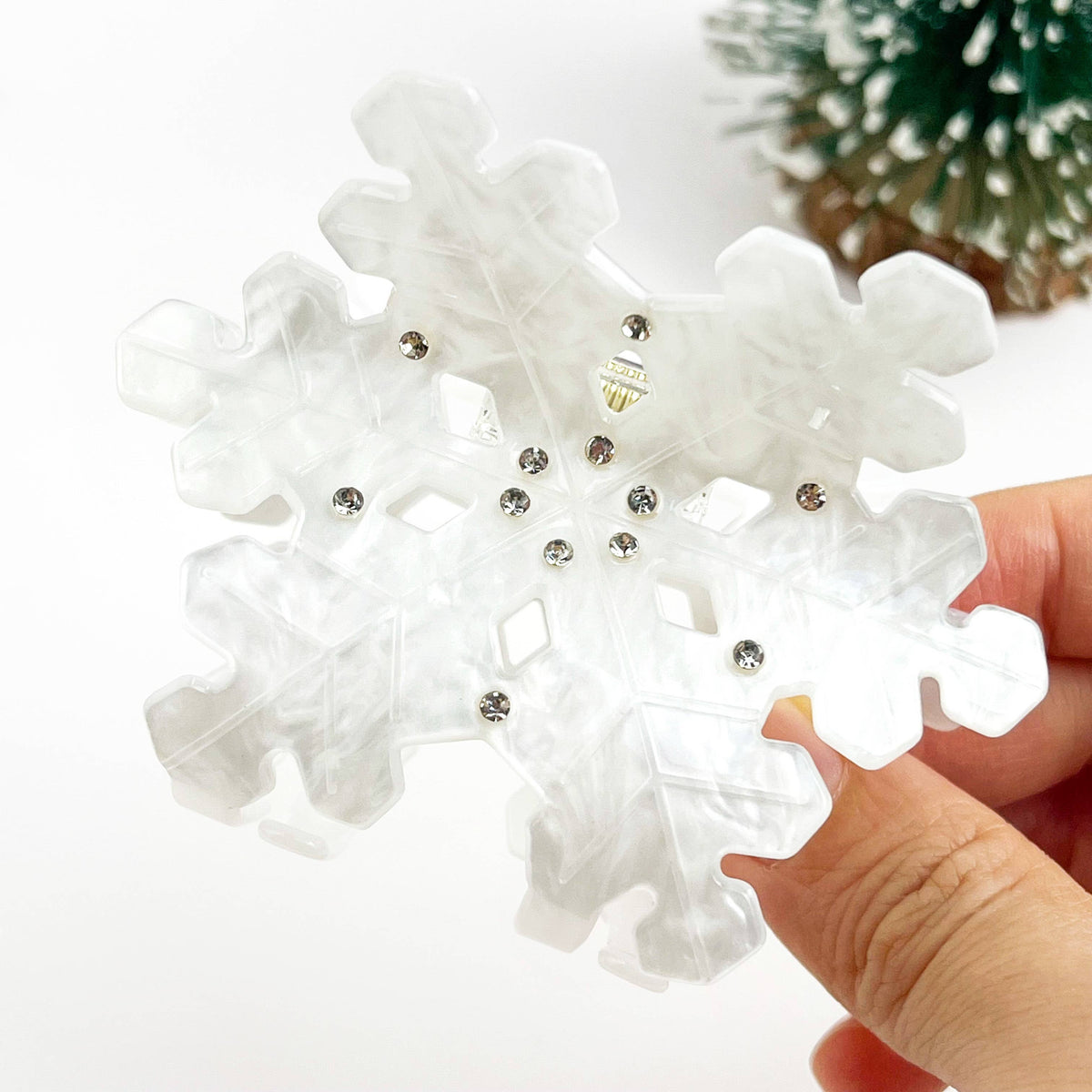 White Rhinestone Snowflake Claw Clip & Small Clip