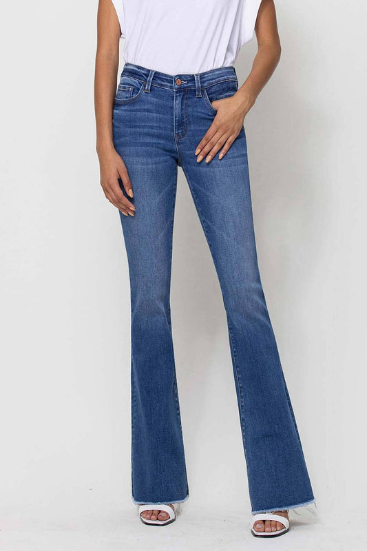 Vervet Mid Rise Raw Hem Mini Flare