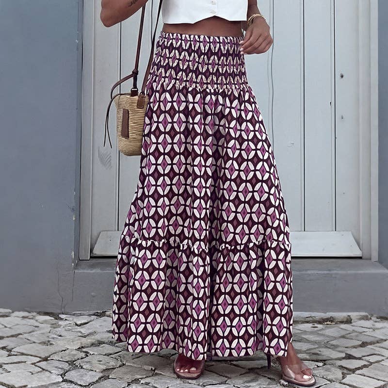 Geometric Chiffon Maxi Skirt