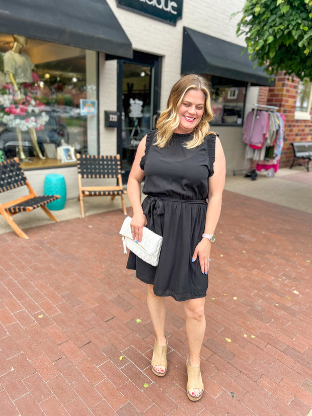 Black Smocked Arm Dress