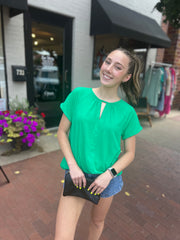 Kelly Green Cut Out Neck Top