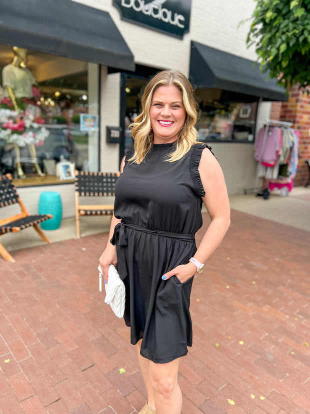 Black Smocked Arm Dress