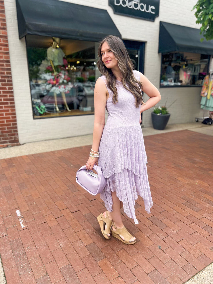 Lavender Lace Tiered Dress