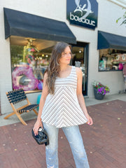 Textured Stripe Flowy Tank