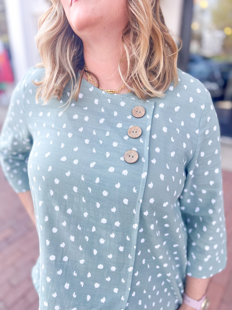Sage Spotted Asymmetrical Top