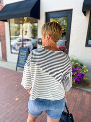 Black & White Stripe Bell Sleeve Top
