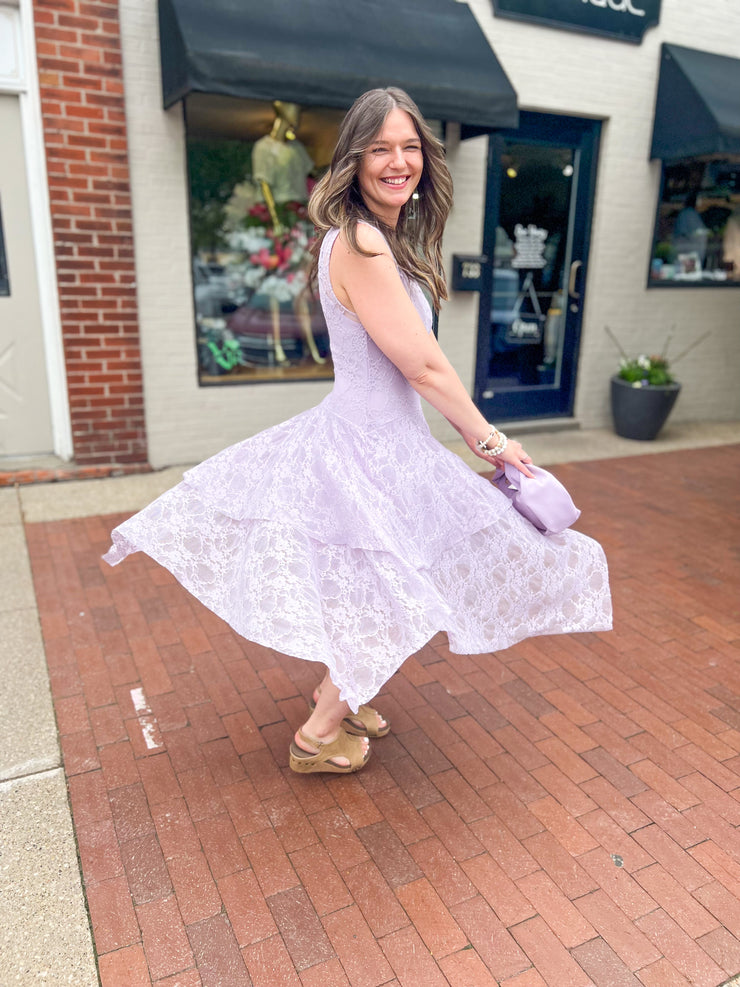 Lavender Lace Tiered Dress