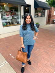 Blue Floral Ruffle Blouse