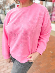 Bubble Gum Pink Textured Sweatshirt