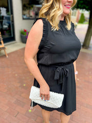 Black Smocked Arm Dress