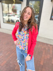 Floral Double Flutter Sleeve Blouse