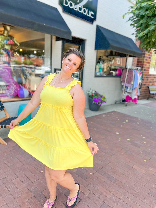 Lemon Ruffled Tank Dress
