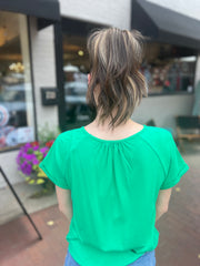 Kelly Green Cut Out Neck Top