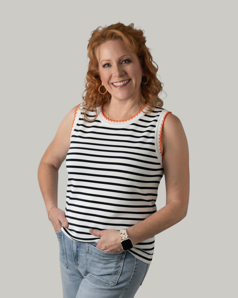 Color Stitched Stripe Tank Sweater