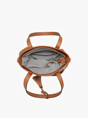 Brown Double Pocket Tote Handbag