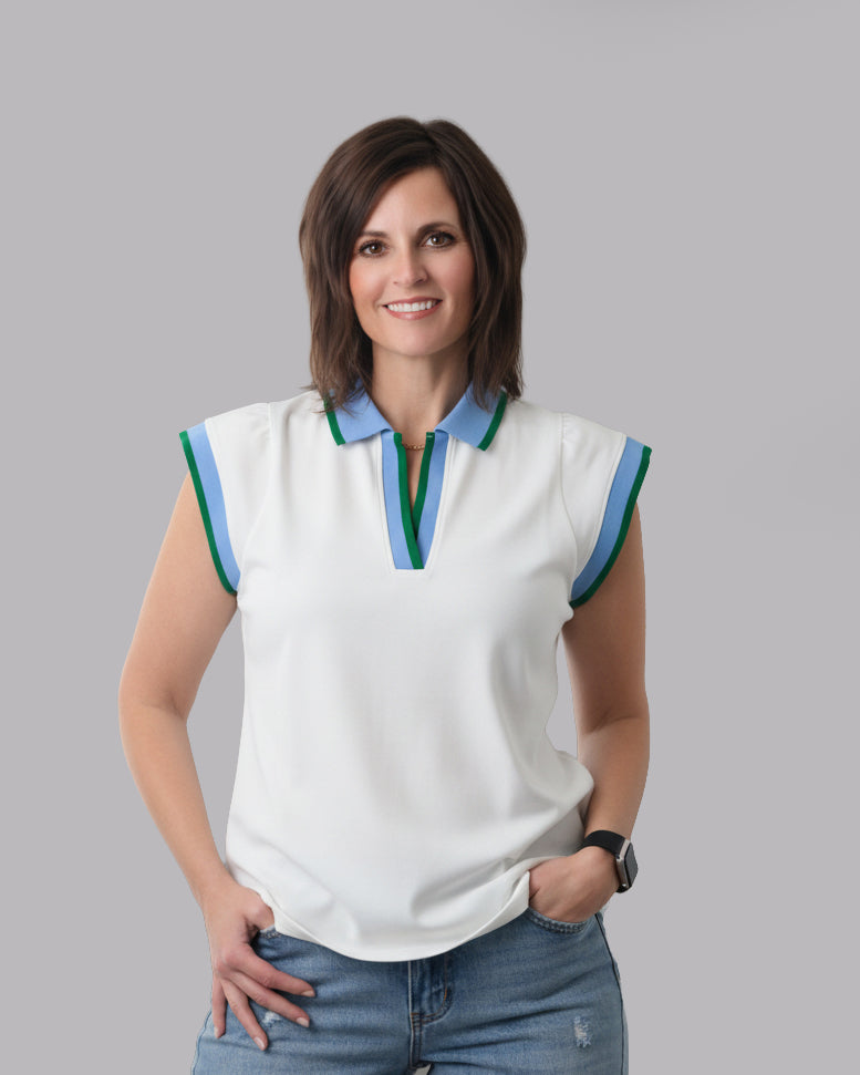 Johnny Collared Varsity Short Sleeve Top