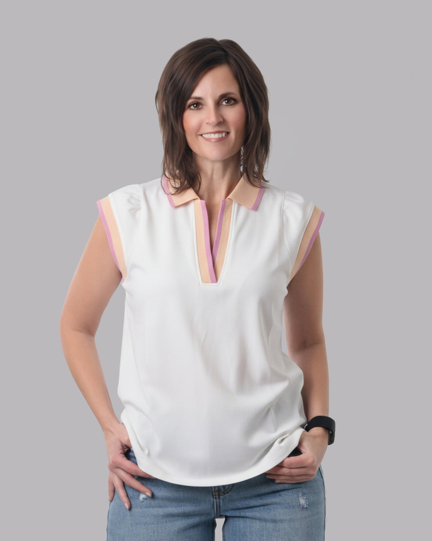 Johnny Collared Varsity Short Sleeve Top